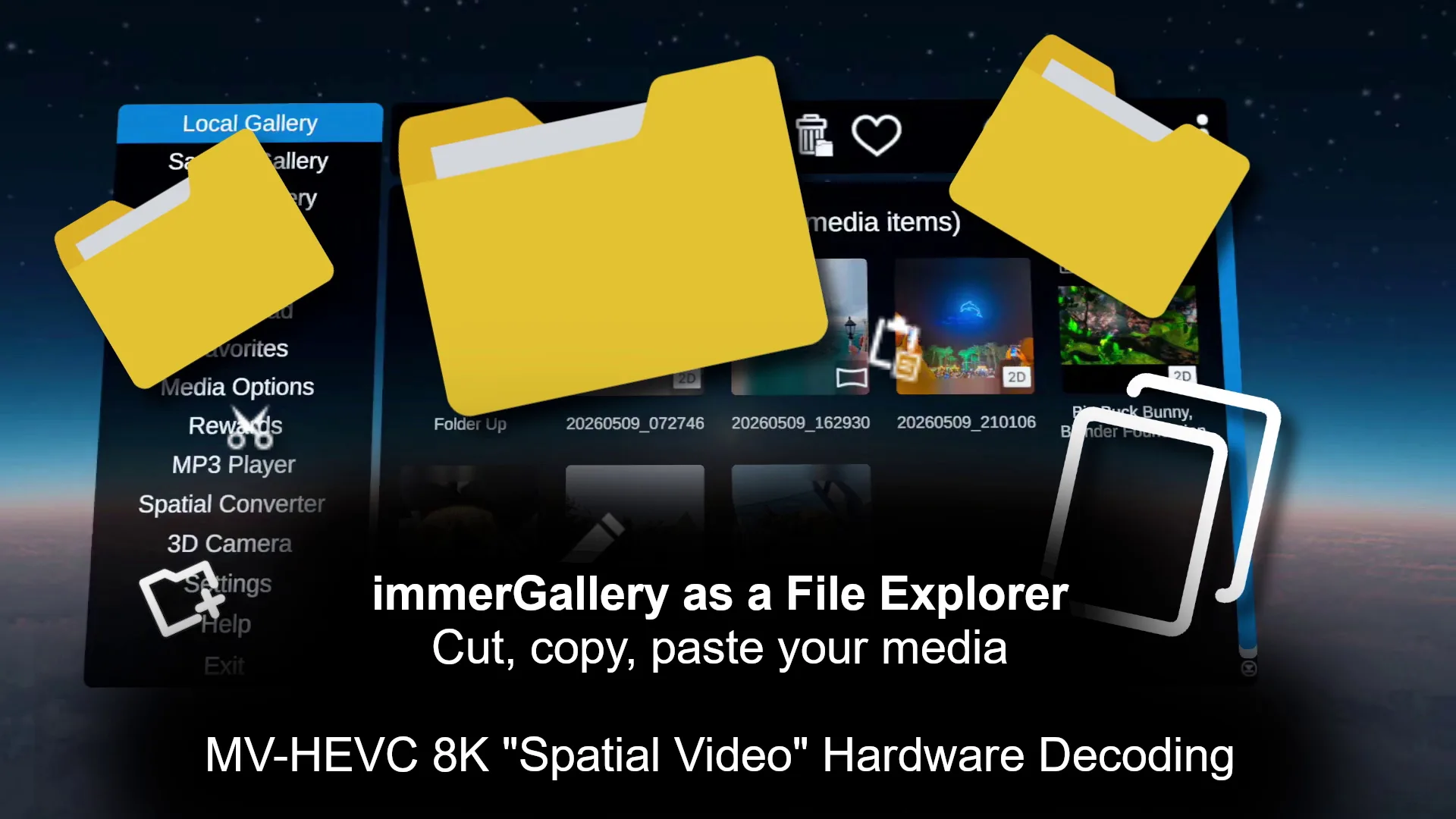 immerGallery 1.4.4 adds file explorer, USB support and hardware MV-HEVC decoding