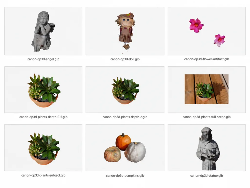 3 by 3 grid of previews of meshes